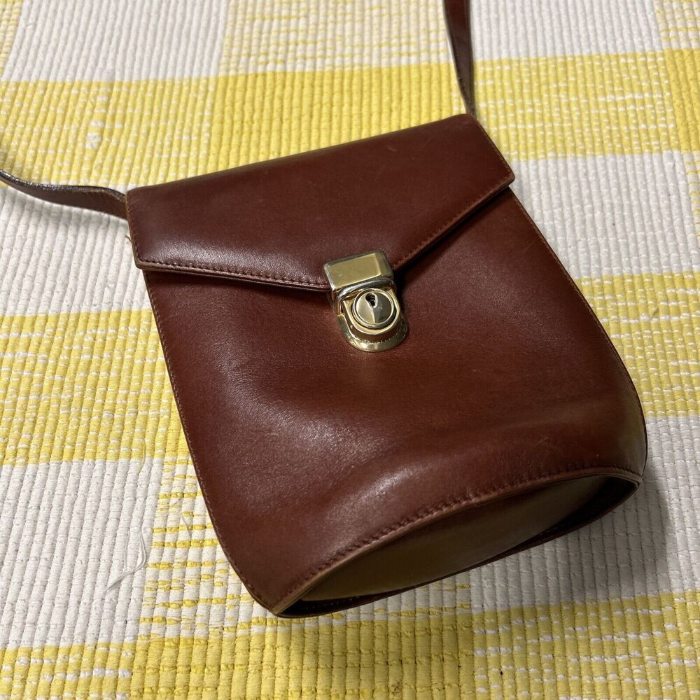 Cole Haan Brown Crossbody Bag Bucket Flap Clasp Limited Edition - Picture 11 of 16